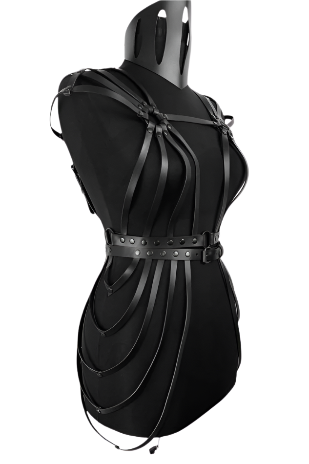 Etta Sturdy Leather Body Harness Dress