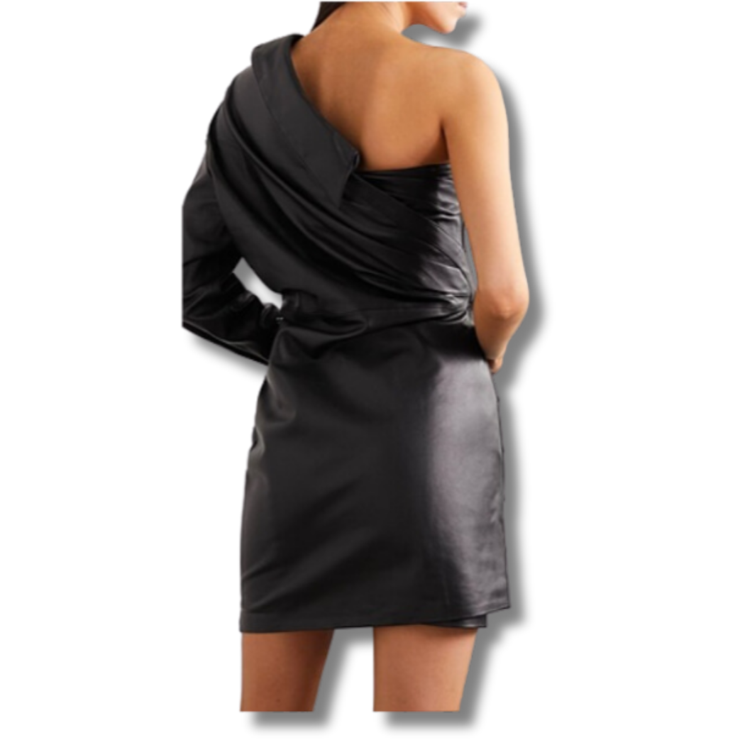 black leather dress women