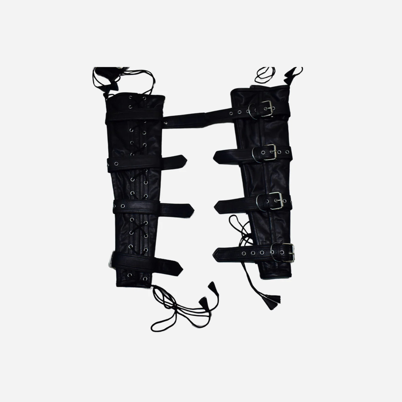 Custom Genuine Black Leather Restraints Arm & Leg Binders Set With Lacing for Jeremiah