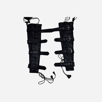 Custom Genuine Black Leather Restraints Arm & Leg Binders Set With Lacing for Jeremiah