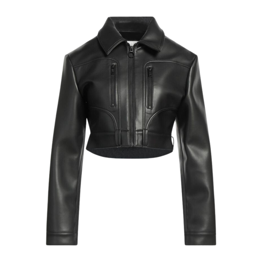 Elevate your style with our Chic Cropped Genuine Leather Jacket featuring two front zipper pockets and YKK closure. This cropped leather jacket is Crafted with strategically placed seam lines for a chic look. Shop now!