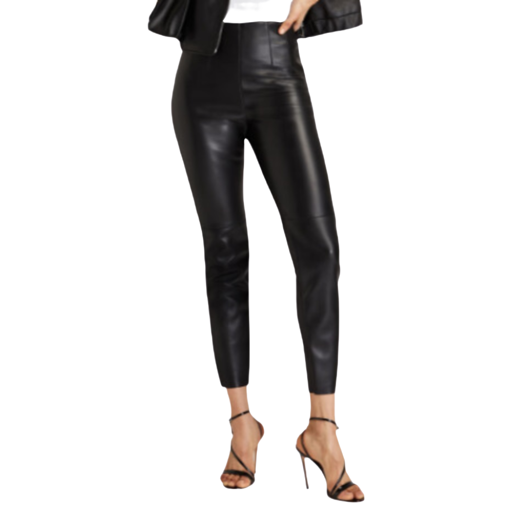 Ida black leather slim-fit pants 