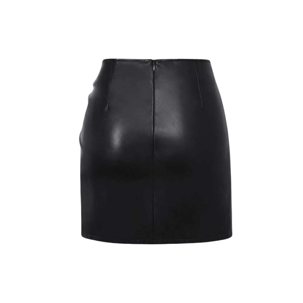  our Genuine Leather Black String Ruched Mini leather Skirt. Crafted from premium leather, its string ruched detailing offers an adjustable fit and adds a touch of elegance.