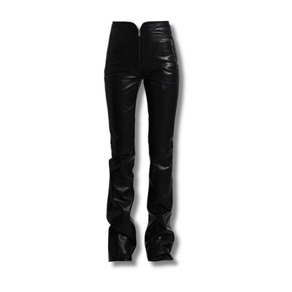 Our Slim-Fit Genuine Leather Pants featuring a subtle flare at the bottom. Crafted from smooth genuine leather these leather pants are comfortable with YKK zipper closure for durability. Complete with 2 back pockets and 2 front slash zipper pockets. Shop now