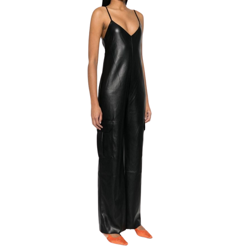 Black Leather Jumpsuit women