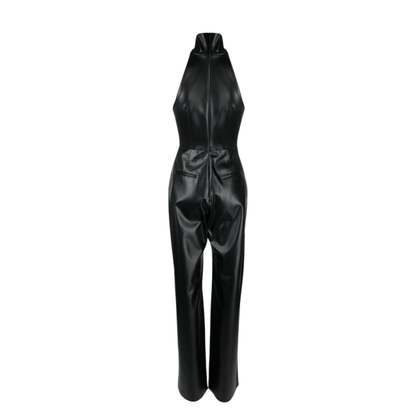 Black Leather Jumpsuit women