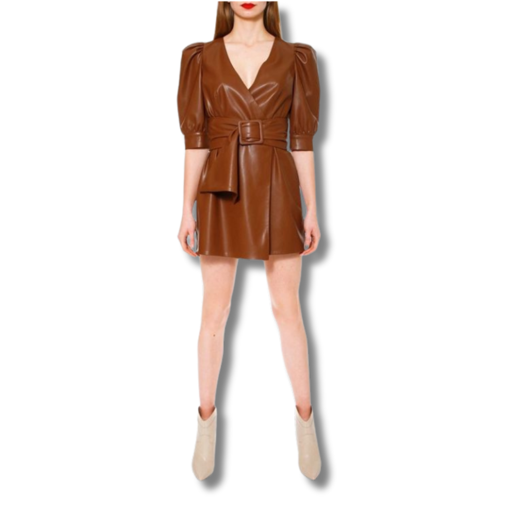 Seraphina Brown Leather Dress