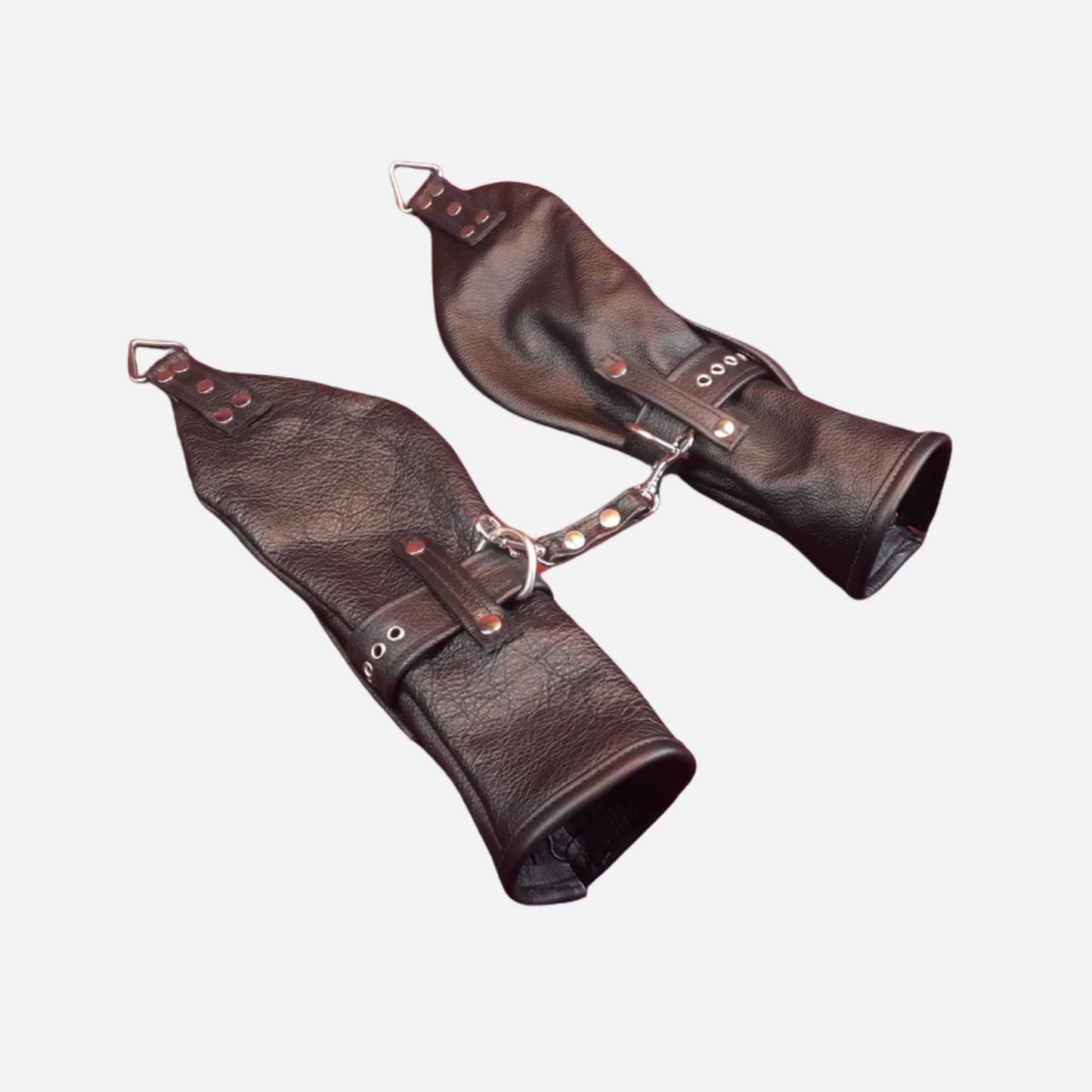 Real Leather Hand Restraint Mitten Set with adjustable black leather wrist belts