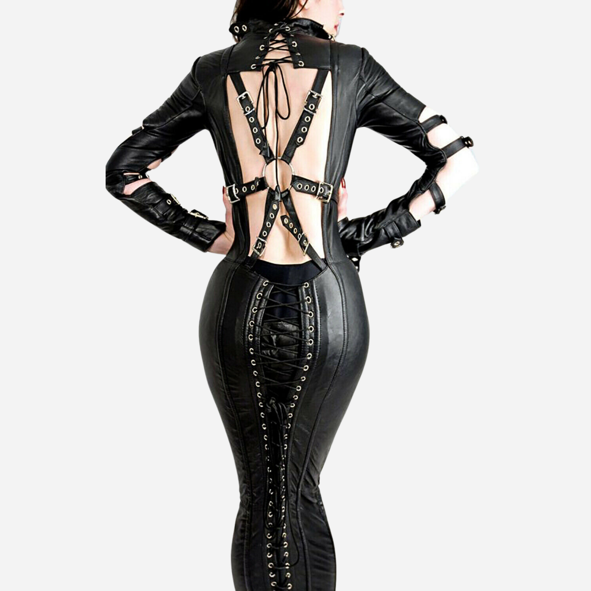Real Leather Women Gothic Domina Dress Hobble Corset Laced Dress Lilibet Clothing Real Leather Women Gothic Domina Dress Hobble Corset Laced Dress Lilibet Clothing