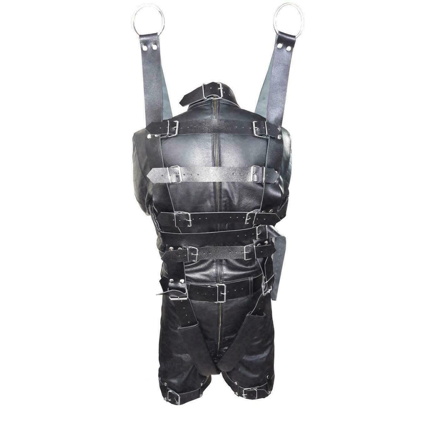 Real Leather Heavy duty suspension straight jacket with suspended straps.