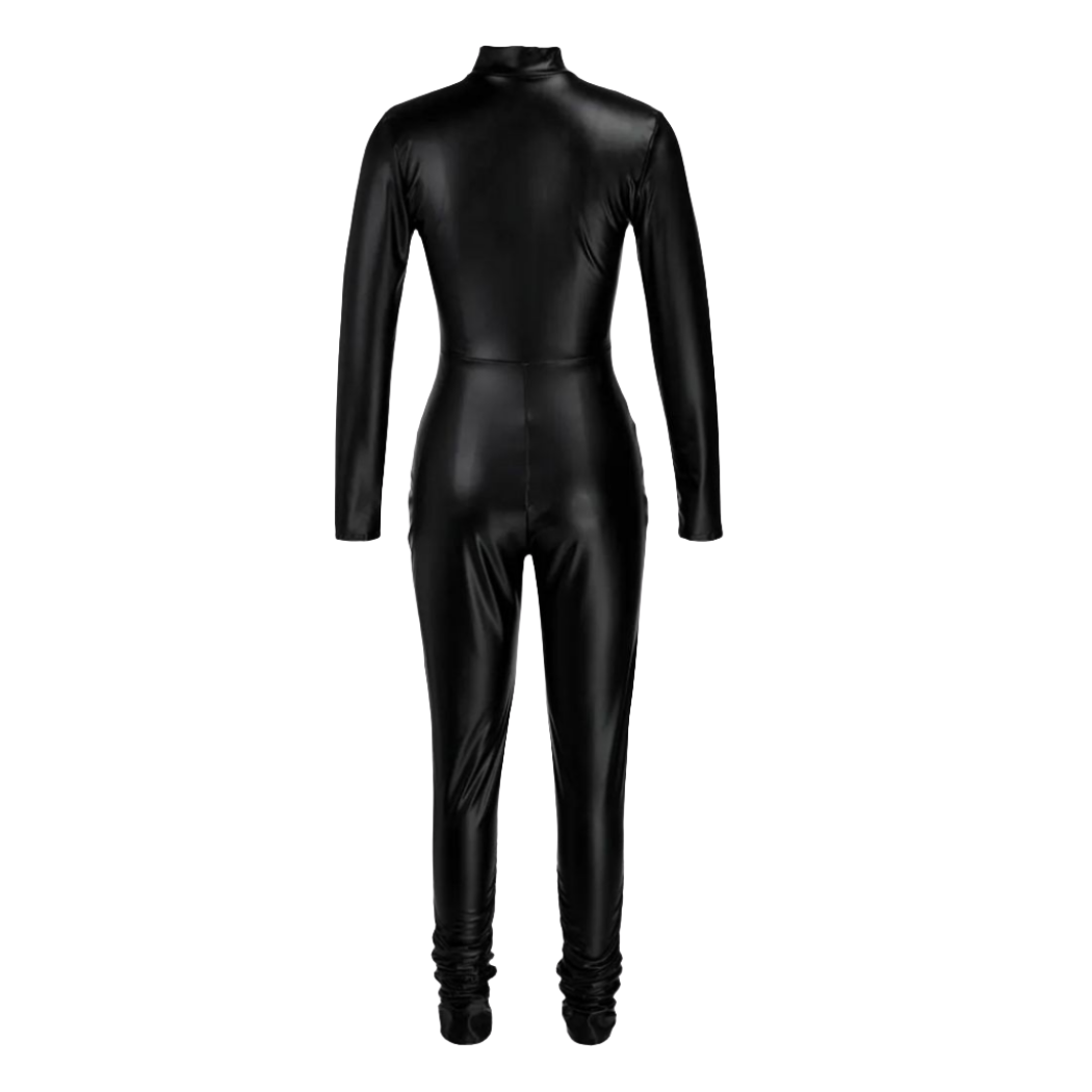 Experience sleek style and comfort with our Black Genuine Leather Catsuit featuring a YKK zip closure in the middle. This fitted leather jumpsuit suit is soft, comfortable, and fully lined for added luxury. Shop now! 