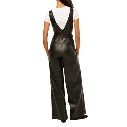 Step into style with our Deep V-Neck genuine Leather Jumpsuit featuring wide leg bottoms, thick shoulder straps, and two front pockets. Handmade from genuine leather, this leather jumpsuit exudes sophistication and flair. We are a Size inclusive and custom tailoring brand. Shop now!